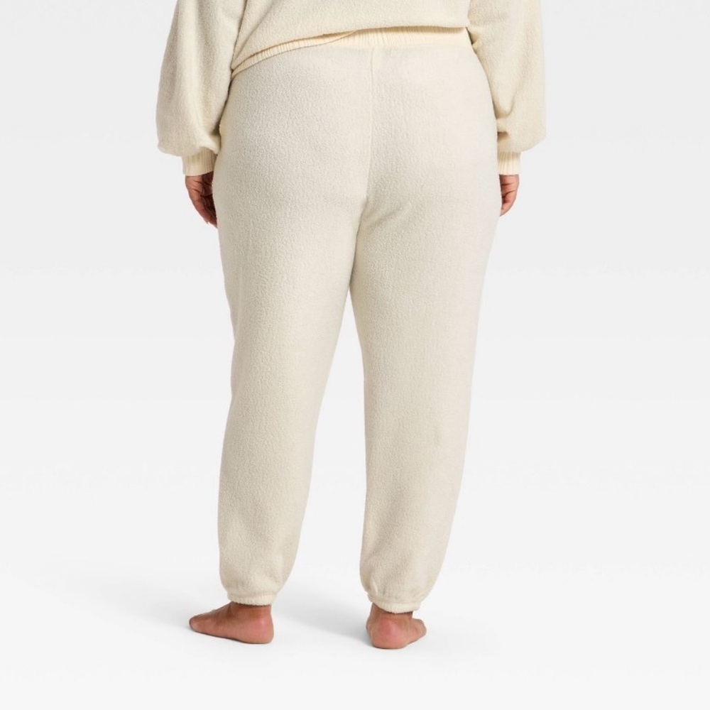 NWT Auden Teddy Fleece Jogger Pants Off White XXL - Picture 2 of 11